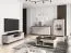 Wohnzimmer Komplett Set | 5-teilig | Farbe: Kaschmir / Eiche Windmill dunkel | Soft-Close-Funktion | 1 Vitrine | 1 Couchtisch | 1 TV-Unterschrank | 1 Sideboard | inkl. LED-Beleuchtung