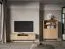 TV-Unterschrank | Farbe: Eiche Mavelie | 2 Drehtüren | 1 Kipptür | Soft-Close Funktion | 1 Kabeldurchführung | 4 Fächer | 150 x 33 x 53 cm | TV-Möbel