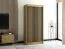 Schiebetürenschrank / Kleiderschrank Borgis 01B, Farbe: Eiche Artisan / Schwarz matt - Abmessungen: 200 x 100 x 62 cm (H x B x T)