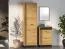Schrank Lautela 01, Farbe: Eiche / Schwarz - Abmessungen: 200 x 60 x 34 cm (H x B x T), mit 1 Tür und 2 Fächern