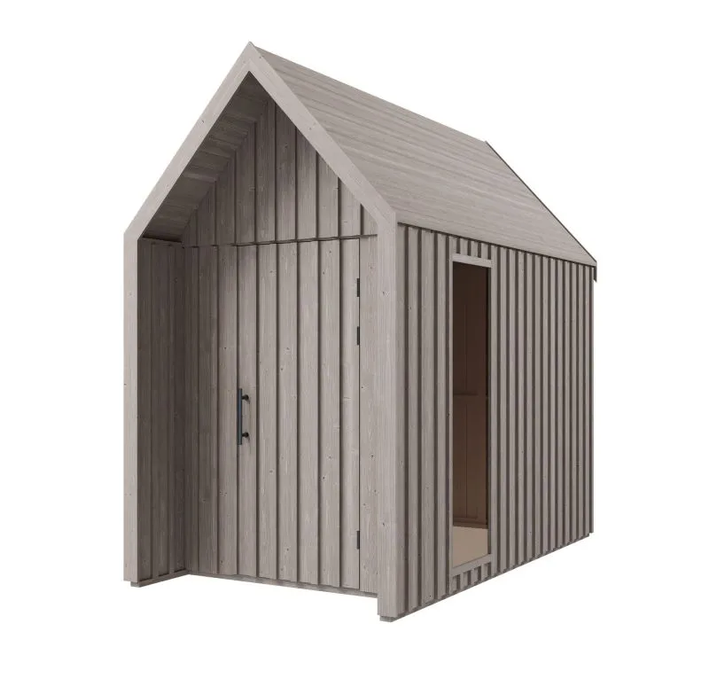Gartenhütte mit  Fenster aus Sicherheitsglas | Grau-Braun | 162,4 x 207,7 cm | Grundfläche: 4,50 m² | Skandinavischer Style | Satteldach | Fichtenholz | Malmö 18