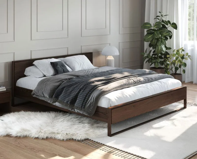 Doppelbett Tabak 02 | Farbe: Eiche Tabak | 169 x 210 x 91 cm | Liegefläche: 160 x 200 cm | hochwertiges Massivholz Eiche | für Schlafzimmer