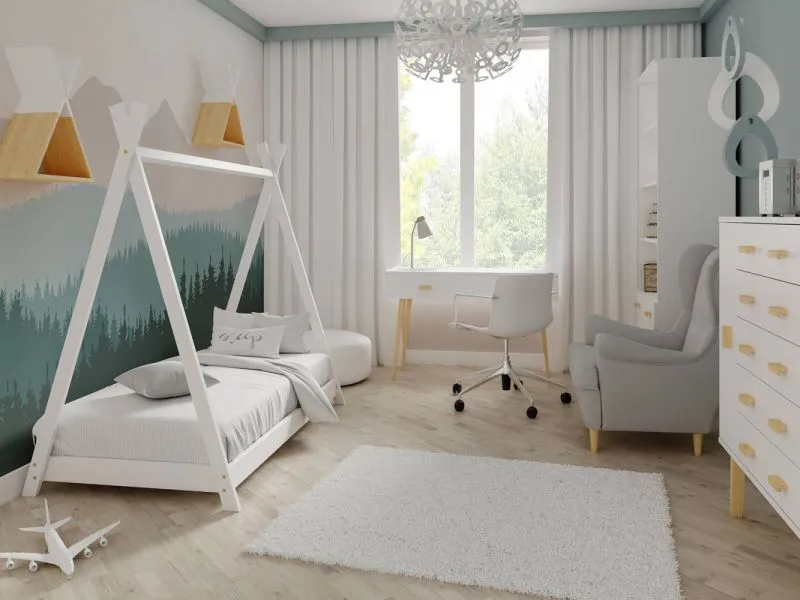 Bettrahmen für Kinder / Kinderbett 80 x 160 cm | Massivholz: Kiefer | Weiß Lackiert Abbildung