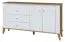 Kommode Bambey 07, Farbe: Eiche / Weiß - 90 x 164 x 44 cm (H x B x T)