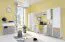 Jugendzimmer - Schrank Burdinne 06, Farbe: Weiß / Eiche / Grau - Abmessungen: 190 x 45 x 40 cm (H x B x T)