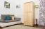 Kleiderschrank | 2 Drehtüren | 2 Schubladen | 1 Fach | mit Kleiderstange | 90 cm breit | Massivholz | Farbe: Natur Abbildung