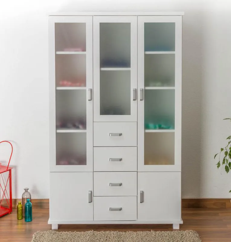 Garderobenschrank Kiefer massiv, Farbe: Weiß 195x121x50 cm Abbildung