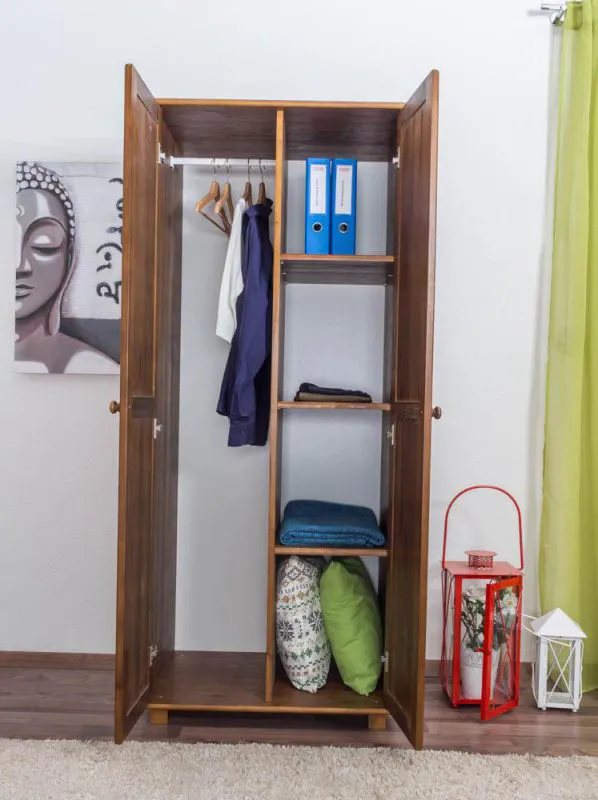 Kleiderschrank 2-türig, Farbe: Eiche 190x80x60 cm Abbildung