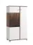 Vitrine mit zwei Türen Kanjiza 03, Farbe: Eiche Flagstaff / Weiß / Weiß Hochglanz, sechs Fächer, ABS-Kantenschutz, Maße: 143 x 78,5 x 40 cm