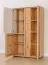 Vitrine Sienne 11 aus Massivholz Wildeiche, 140 x 85 x 37 cm, Holz geölt und gebürstet, 3 Türen, 6 Böden, 8 Fächer, push-to-open, inkl. LED-Beleuchtung