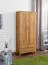 90 cm breiter Kleiderschrank mit 2 Türen, 4 Fächern und 2 Schubladen aus Massiv-Holz | Farbe: Natur | Tiefe: 40 cm Abbildung