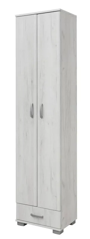 Garderobenschrank schmal, Farbe: Eiche Weiß - 209 x 50 x 37 cm (H x B x T) Abbildung