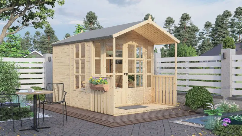 Gartenhaus Koblenz 01 inkl. Fußboden, Naturbelassen - 19 mm Elementgartenhaus, Nutzfläche: 5,9 m²