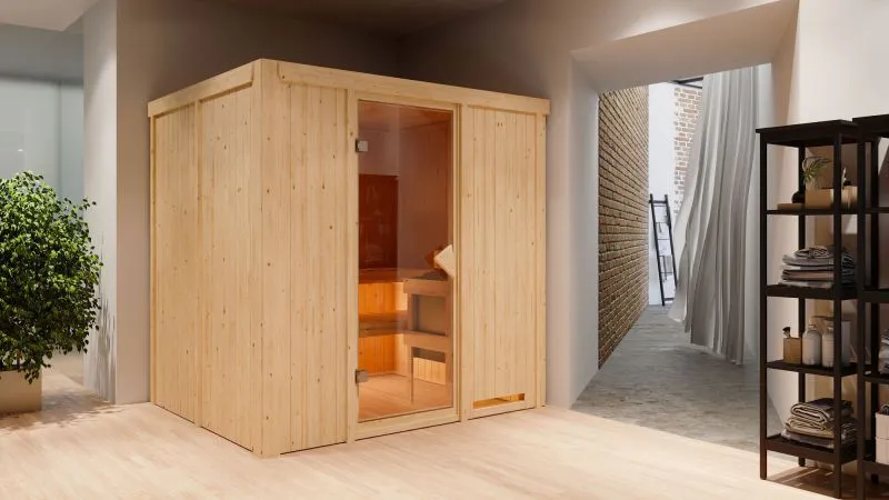 Sauna "Agnar" mit bronzierter Tür - Farbe: Natur - 196 x 170 x 198 cm (B x T x H)