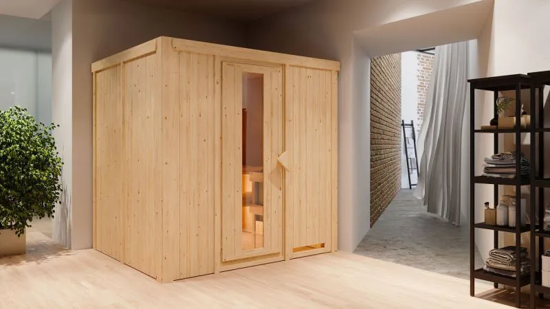 Sauna "Agnar" mit Energiespartür - Farbe: Natur - 196 x 170 x 198 cm (B x T x H)