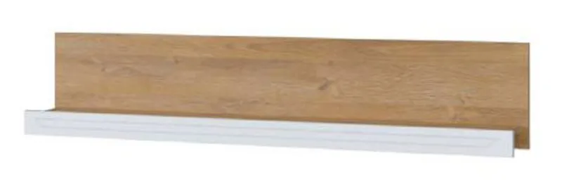 Hängeregal / Wandregal Bambey 15, Farbe: Eiche / Weiß - 25 x 124 x 19 cm (H x B x T)