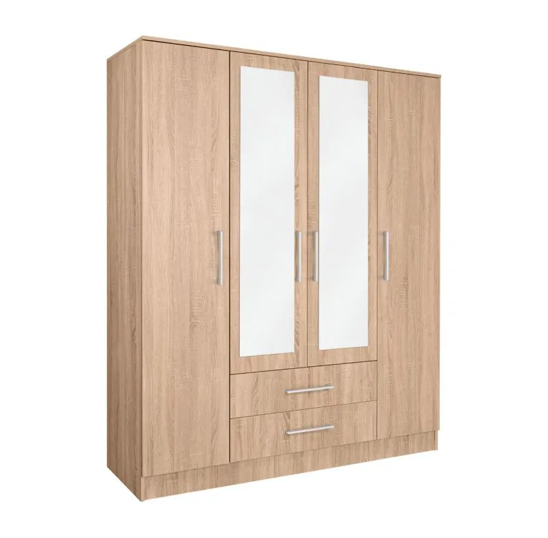 Drehtürenschrank / Kleiderschrank Sidonia 07, Farbe: Eiche Braun - 200 x 164 x 53 cm (H x B x T)