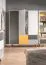 Jugendzimmer - Drehtürenschrank / Kleiderschrank Syrina 05, Farbe: Weiß / Grau / Gelb - Abmessungen: 202 x 153 x 55 cm (H x B x T)