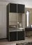 Kleiderschrank / Schiebetürenschrank | 6 Fächer | 245,5 x 100 x 64 cm | Farbe: Schwarz | Soft-Close | Spiegel | 2 Kleiderstangen | 2 Schiebetüren