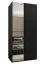 Kleiderschrank / Schiebetürenschrank | 245,5 x 110 x 64 cm | 6 Fächer | Soft-Close | 2 Kleiderstangen | 2 Schiebetüren | Farbe: Schwarz | Spiegel