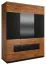 Schlafzimmer - Kleiderschrank mit Spiegel, Farbe: Walnuss / Schwarz, teilmassiv - Abmessungen: 210 x 163 x 62 cm (H x B x T) Abbildung