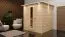 Sauna "Jonna" SET mit Kranz und Energiespartür - Farbe: Natur, Ofen 9 kW - 224 x 210 x 206 cm (B x T x H)