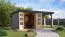 Holz Gartenhaus Anbaudach 2,35 m, nordische Fichte wassergrau/anthrazit, Trapezblechdach, metallverstärkte-Ecken, Zylinderschloss, 2,38 × 2,42 m