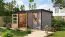 Holz Gartenhaus, nordische Fichte wassergrau/anthrazit, Trapezblech-Pultdach, robuste Stahlecken, Doppelflügeltür Zylinderschloss, 4,00 × 2,13 m
