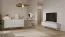 Wohnzimmer - Set D Sloughia | 3-teilig | Weiß | Griffe & Beine: Metall | Schminktisch | TV-Unterschrank | Kommode | Lamellen Front | modernes Design