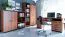 Schreibtisch Mojokerto 06, Farbe: Walnuss / Schwarz - Abmessungen: 77 x 160 x 60 cm (H x B x T)