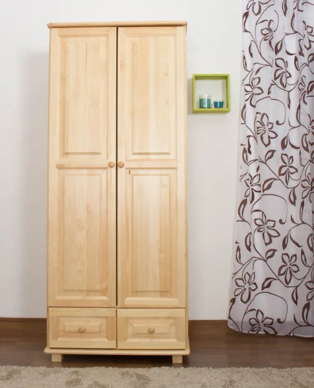 Kleiderschrank Massivholz natur 012 - Abmessung 190 x 80 x 60 cm (H x B x T)