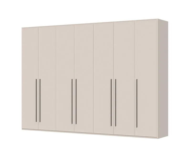 Siebentüriger Kleiderschrank mit genügend Stauraum Neiafu 25, verstellbare Füße, Soft-Close-Funktion, vier Kleiderstangen, Maße: 224 x 317 x 56 cm
