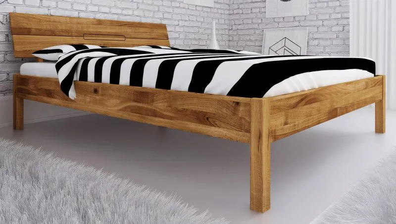 Einzelbett / Gästebett Kapiti 04 Wildeiche massiv geölt - Liegefläche: 140 x 200 cm (B x L)