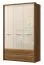 137 cm breiter Kleiderschrank mit 3 Türen, 2 Fächern und 2 Schubladen | Farbe: Beige | Tiefe: 56 cm Abbildung