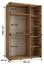 Weißer Schiebetürenschrank Mina, Lamellen in schwarzer Optik, Schwarzer Stahlgriff, platzsparend, viel Stauraum, Anti Staubbürsten, 235,2 x 150 x 60 cm