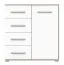 Kommode | Weiß / Eiche | Comarca 01 | 96 x 90 x 45 cm | 1 Türe | 4 Schubladen | 3 Fächer | Zweifarbig | Griffe silberfarben | weiße Front | Holzoptik
