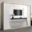 Großer 250 cm breiter Kleiderschrank mit 3 Türen | 10 Fächer | Farbe: Sonoma Eiche / Weiß Abbildung
