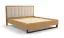 Doppelbett | Kiefer massiv | 160 x 200 cm | Farbe: Eiche / Beige | weich gepolsterte Kopfstütze | inkl. Lattenrost | Metallfuß | Gästebett