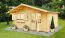 Holz-Gartenhaus 3,98 x 4,46 Meter (inkl. Dach) | Naturbelassen | Satteldach | 34 mm Blockbohlen-Haus Abbildung