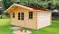 Holz-Gartenhaus 3,98 x 4,98 Meter (inkl. Dach) | Naturbelassen | Satteldach | 44 mm Blockbohlen-Haus Abbildung