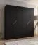 Kleiderschrank | 4-Türig | Farbe: Schwarz | 2 Fächer | 2 Kleiderstangen | Griffe: Gold | Soft-Close-Funktion | Maße: 200 x 52 x 202 cm | ABS-Kanten