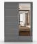 1,5 Meter breiter Schiebetürenschrank / Kleiderschrank mit Spiegel | Grau | Lusatian 09 | 218 x 150 x 61 cm | 2 Türen | 2 Schubladen | 6 Fächer
