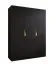 Kleiderschrank | 3 Türen | Farbe: Schwarz | Griffe: Gold | Maße: 150 x 52 x 202 cm | 2 Kleiderstangen | 2 Fächer | Drehtürenschrank