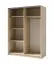 Kleiderschrank mit Spiegel, Farbe: Eiche - Abmessungen: 198 x 150 x 60 cm (H x B x T)
