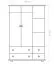 Kleiderschrank | 3 Drehtüren | 4 Schubladen | 4 Fächer | mit Kleiderstange | 154 cm breit | Massivholz | Farbe: Erle Abbildung