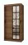 Kleiderschrank | Farbe: Walnuss Warmia | 5 Fächer | 2 Kleiderstangen | hochwertig Verarbeitet | schmal | 100 x 62 x 200 cm | Schiebetürenschrank | dekorative Spiegeltür