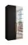 Kleiderschrank | 1 Spiegeltür | Farbe: Schwarz | 1 Fach | Griffe: Gold | 1 Kleiderstange | 1 Meter breit | Soft-Close-Funktion | Maße: 100 x 52 x 202 cm