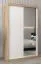 120 cm breiter Schiebetürenschrank mit 2 Türen | 5 Fächer | 2 Kleiderstangen | Farbe: Sonoma Eiche / Weiß Abbildung