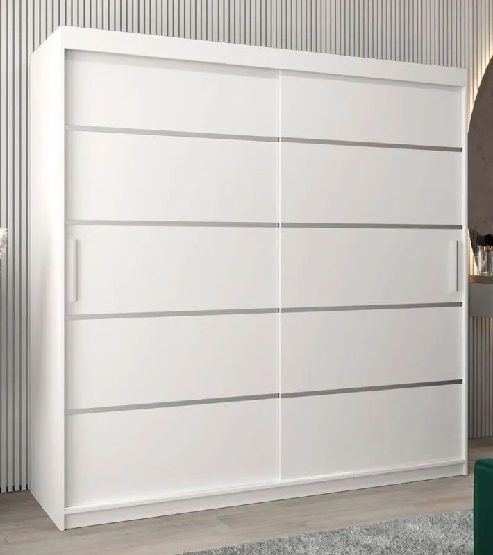 Schiebetürenschrank / Kleiderschrank Jan 05A, Farbe: Weiß matt - Abmessungen: 200 x 200 x 62 cm ( H x B x T)