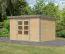 Holz Gartenhaus, nordische Fichte naturbelassen/graualuminium, wetterfestes Trapezblech-Pultdach, stabile Ecken, Zylinderschloss, 3,60 × 2,40 m